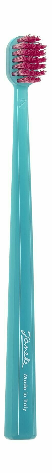 Зубная щетка средней жесткости Janeke Toothbrush Turquoise Pink