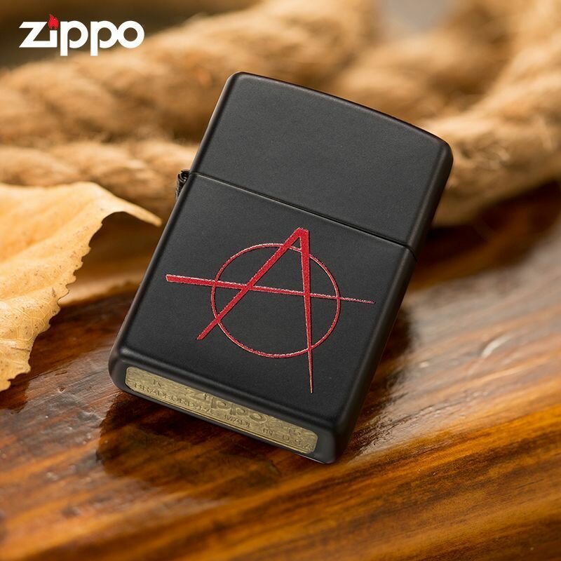 Огнива Зажигалка ZIPPO Подарочный набор ( Зажигалка бензиновая Zippo 20842 Anarchy Symbol + Кремни + Топливо 125 мл )
