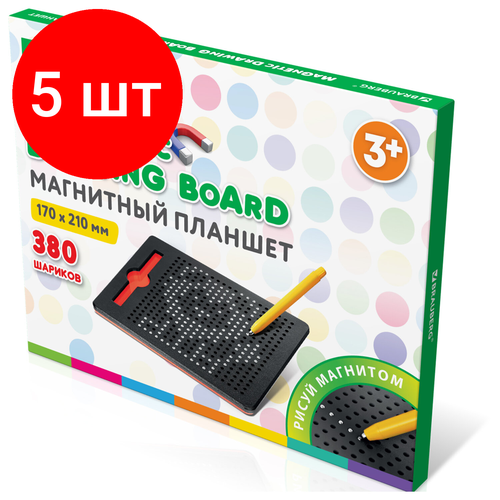 фото Комплект 5 шт, магнитный планшет-доска magpad medium для рисования 17х21 см, 380 шариков, brauberg kids, 664921