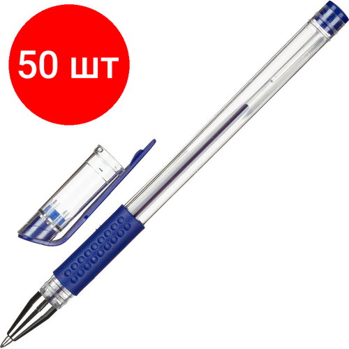 Комплект 50 штук, Ручка гелевая неавтомат. Attache Economy синий стерж, 0.5 мм, манж