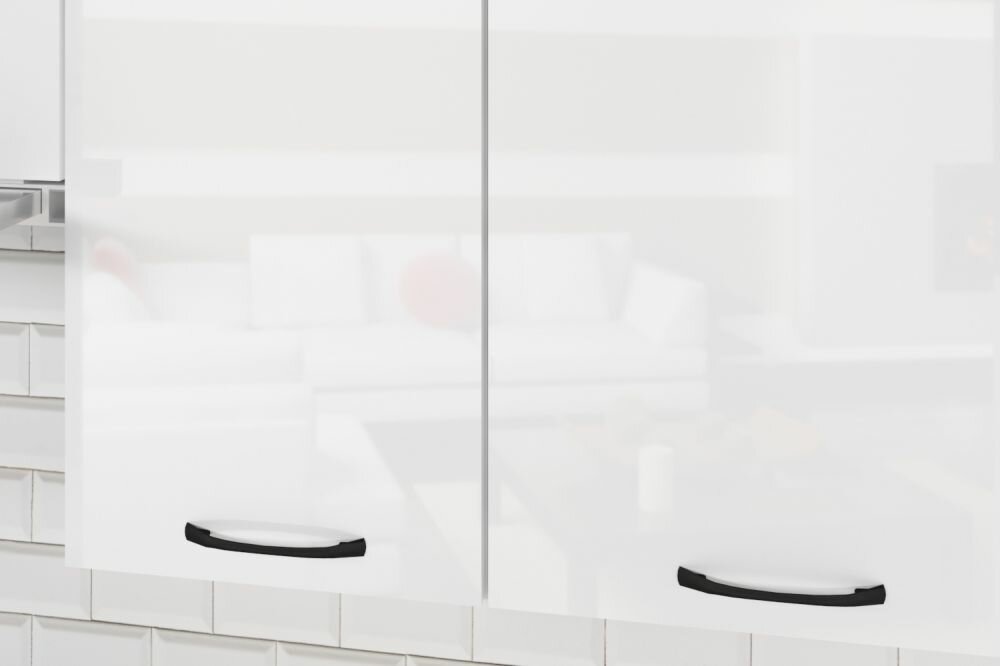 Кухонный гарнитур Жасмин медиум 2 1400 мм, цвет Белый глянец, модульная, со столешницей, прямой, навесные и напольные шкафы, с полками, с выдвижными ящиками — фото 1