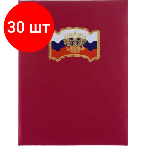 Комплект 30 штук, Папка адресная флаг, герб балакрон (красн. шелк)