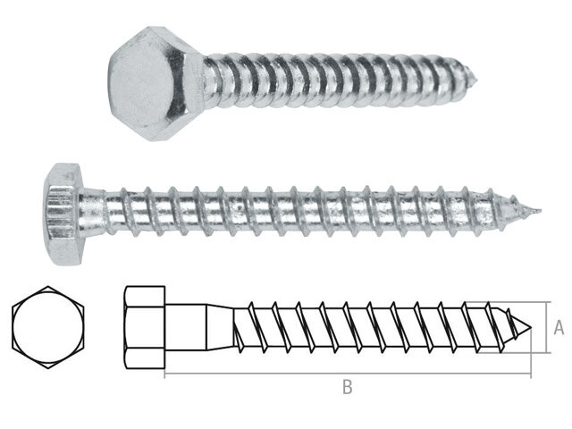 Шуруп 6х120 мм шестигр. головка, цинк, DIN 571 (50 шт в карт. уп.) STARFIX (SMC2-59791-50)