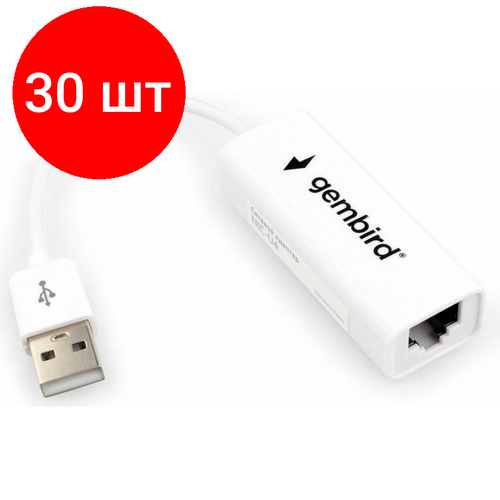 Комплект 30 штук, Сетевой адаптер Ethernet USB - RJ45 Gembird NIC-U4 сетевая карта gembird usb 2 0 fast ethernet adapter nic u4