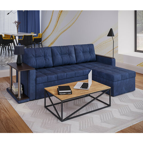 Угловой диван Атланта DE Factory 140х200 рогожка Дакота деним ППУ Дельфин 23490₽