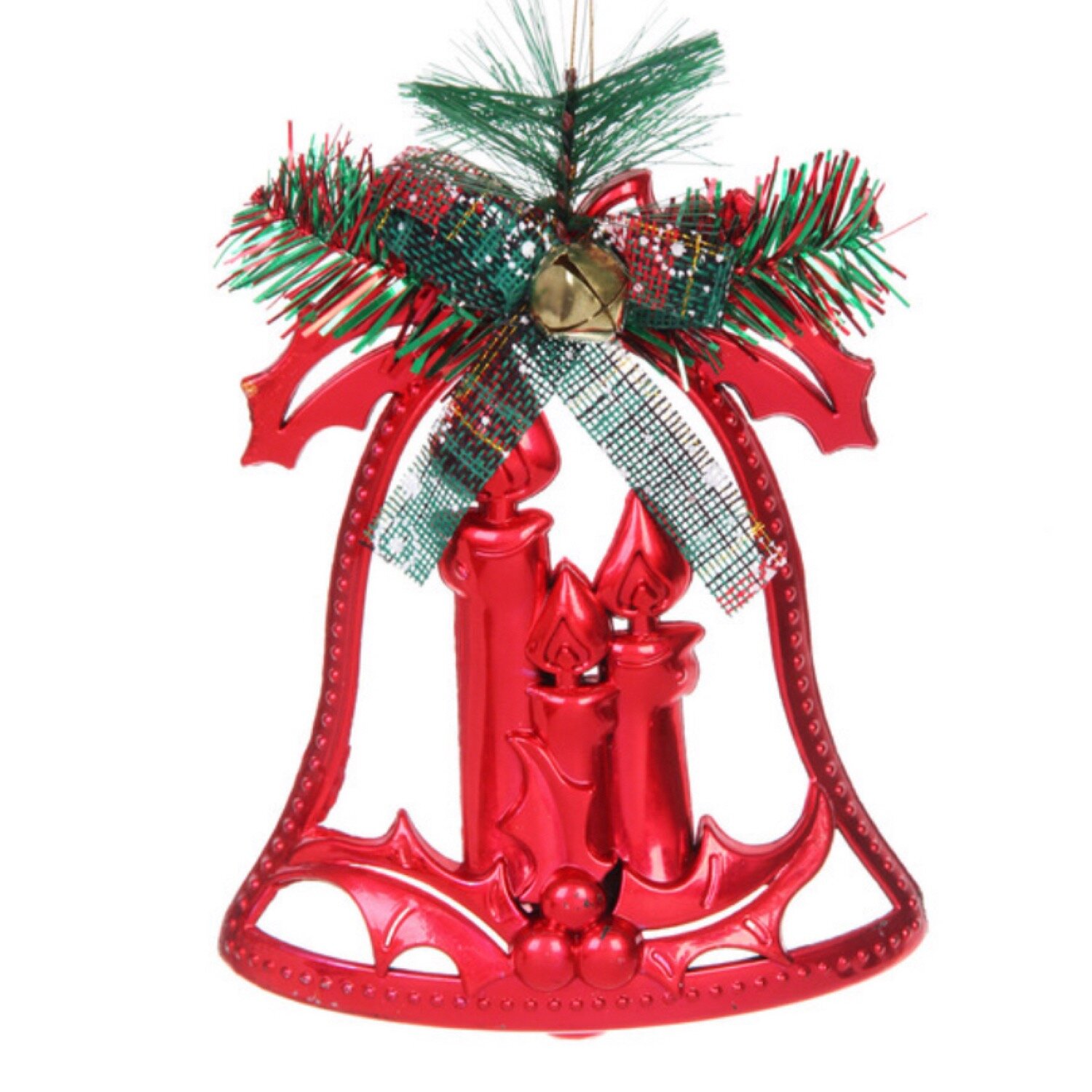 фото Украшение новогоднее "Колокольчик-Зимние свечи" 18*14 см, Красный