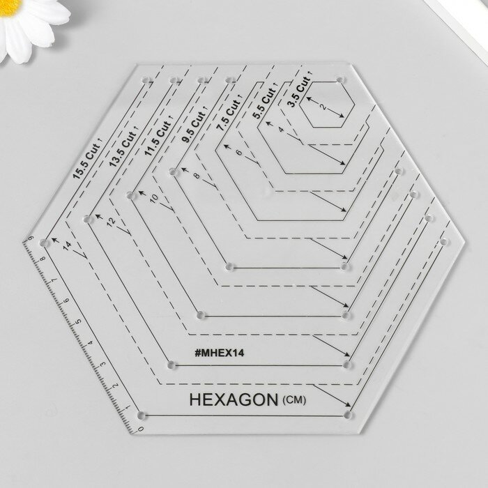 Линейка для пэчворка пластик "Шестигранная"