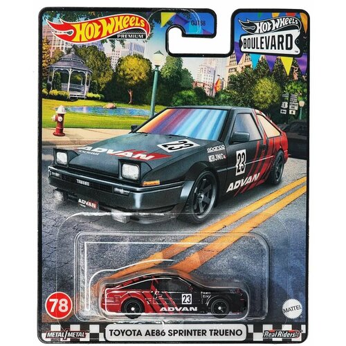 Коллекционная Premium машинка Hot Wheels Toyota AE86 Sprinter Trueno (коллекция Boulevard 2023, #78) коллекционная premium машинка hot wheels 98 subaru impreza 22b sti version коллекция boulevard 2023 69