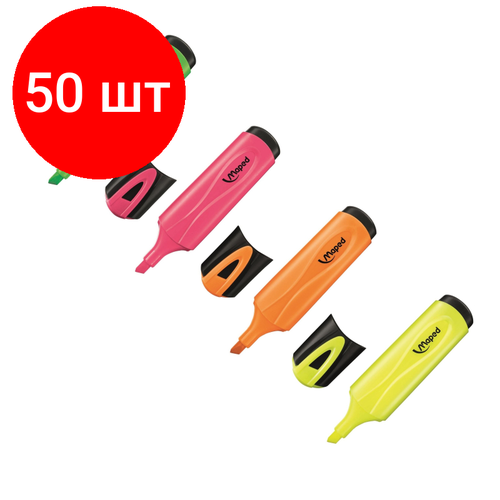 Комплект 50 наб, Набор текстовыделителей Maped FLUO PEP'S CLASSIC 1-5 мм, 4 цв/наб,742547