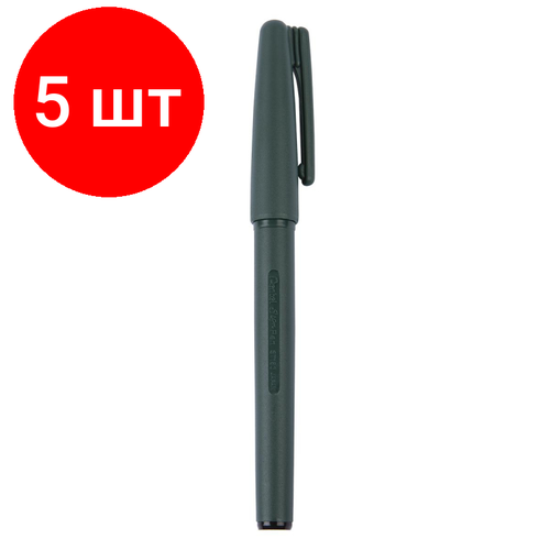 Комплект 5 штук, Фломастер -кисть д/калл Pentel Brush Sign Pen Pigment Medium черн XSESP15MA pentel ручка кисть brush pen gfkp3 черный цвет чернил 1 шт