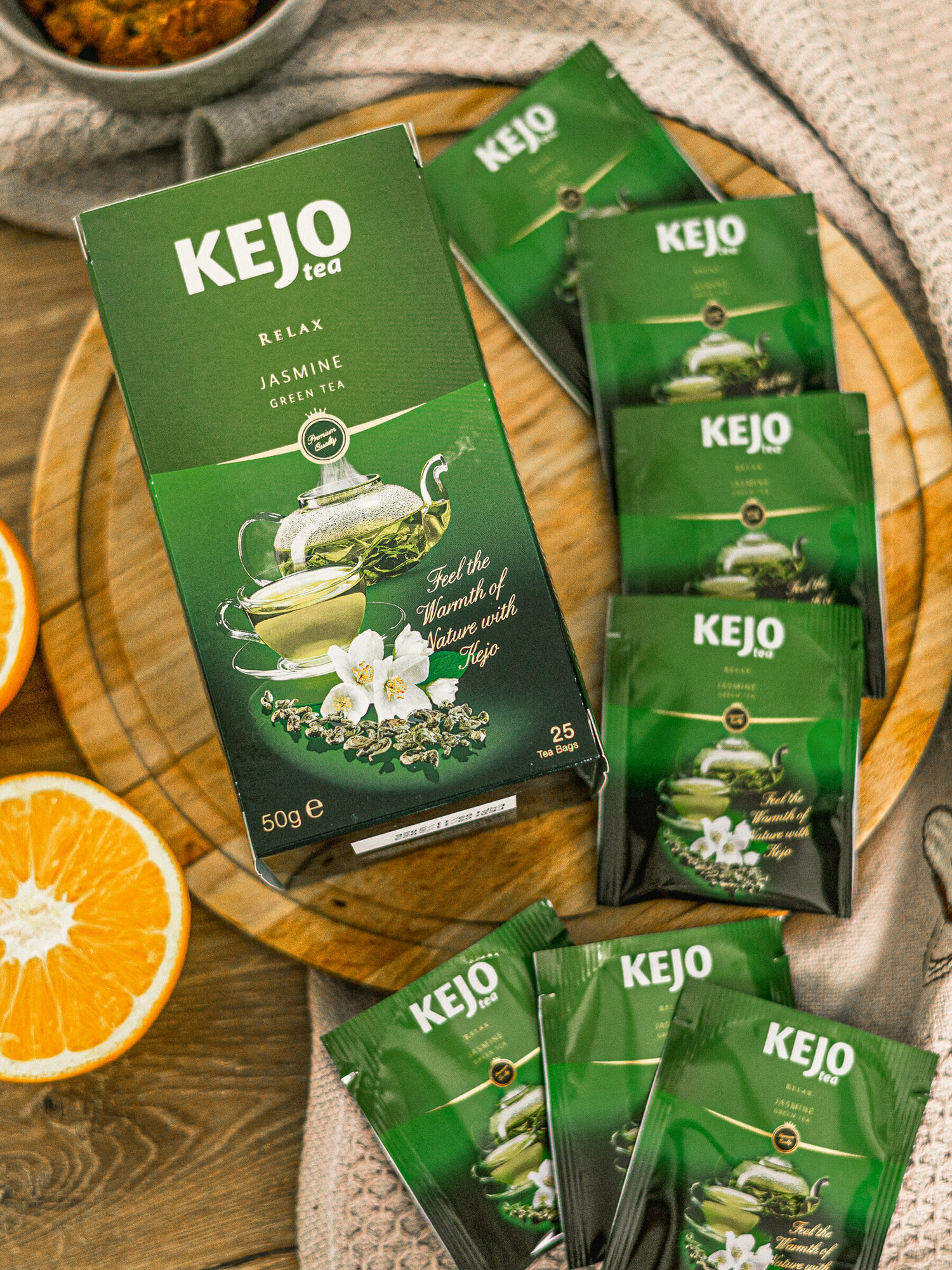 Чай зелёный с жасмином KEJOfoods RELAX JASMINE в пакетиках 25*2гр картон Kejo Tea - фото №6