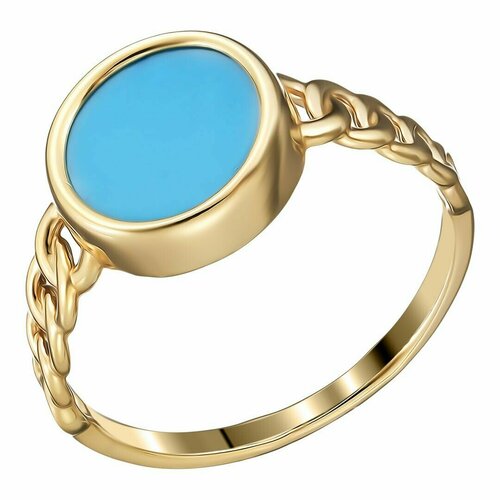Перстень UVI Ювелирочка, серебро, 925 проба, золочение, размер 19, голубой, золотой