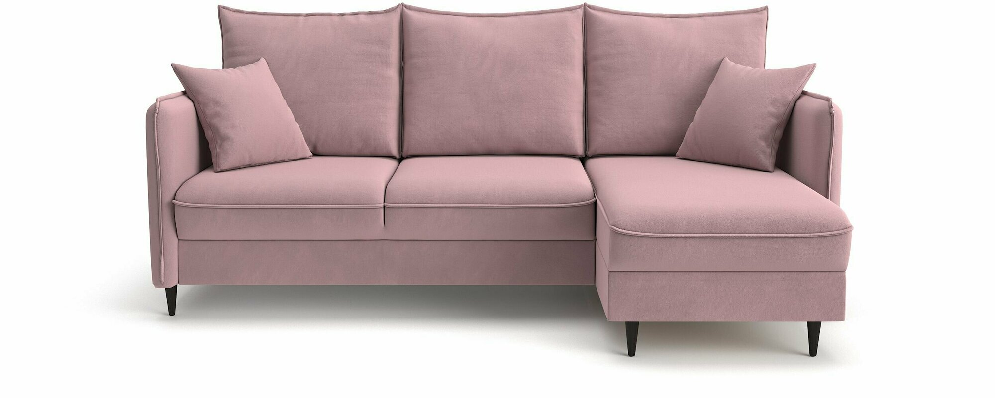 Угловой диван-кровать PUSHE Фьорд, универсальный угол, велюр, розовый