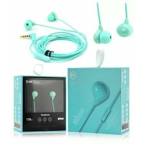 Наушники проводные с микрофоном WK WI200 MiniJack 35мм 12 метра зеленые 36000₽
