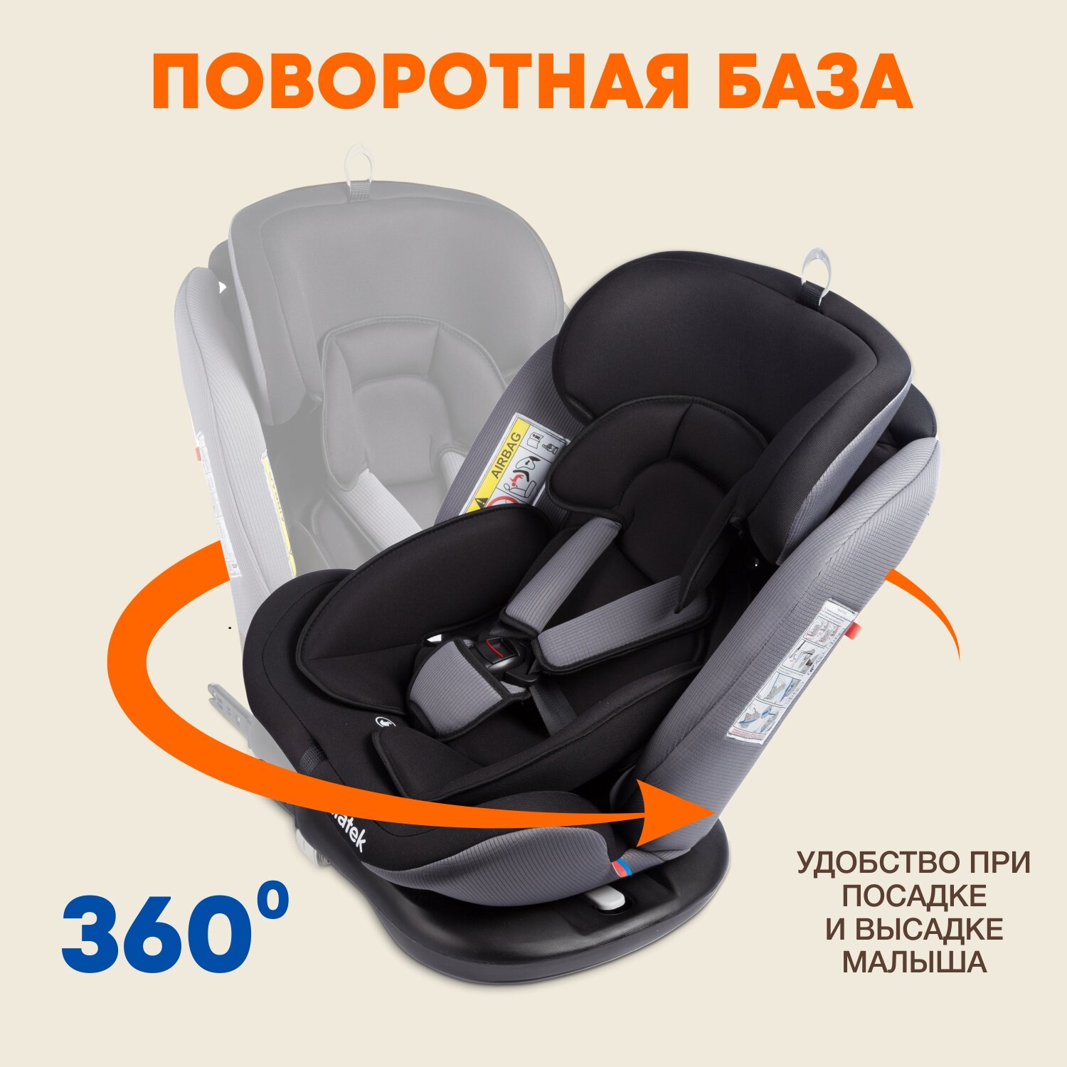 Автокресло детское поворотное с рождения до 12 лет / Isofix / 0+/1/2/3/до 36 кг 0-36кг / 0-12лет