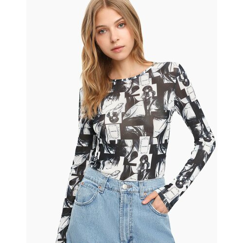 фото Лонгслив gloria jeans, размер xl (52-54), черный, белый