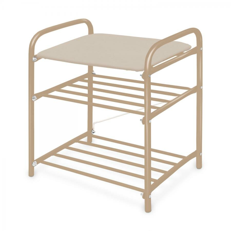 фото Этажерка для обуви NIKA Б1-1/БЖ, слоновая кость/бежевый металлик,