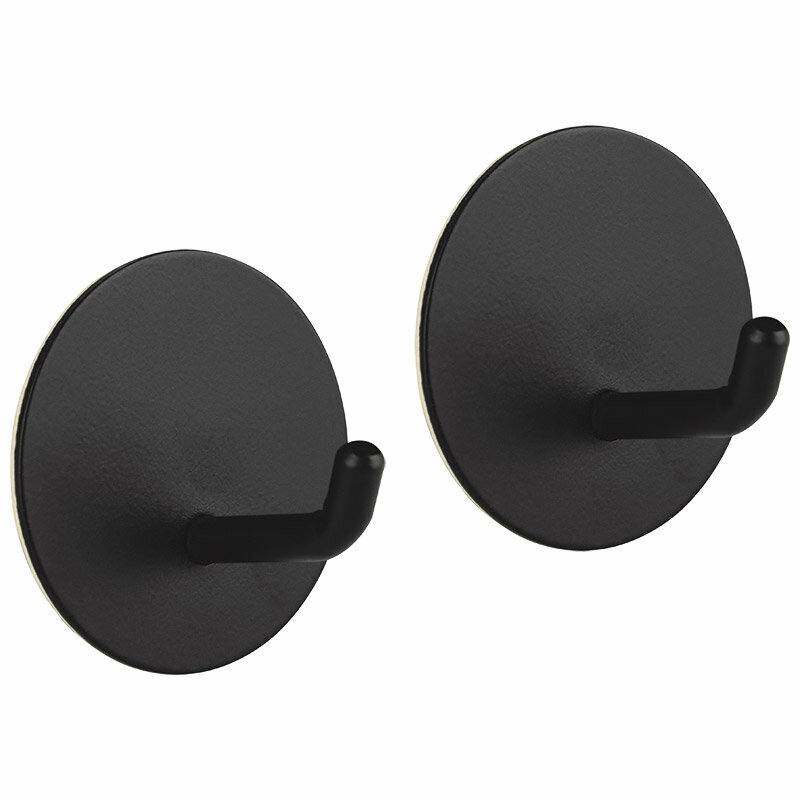 Набор крючков на самоклеящейся основе "Круг" 2 штуки металлические с порошковым покрытием черного цвета