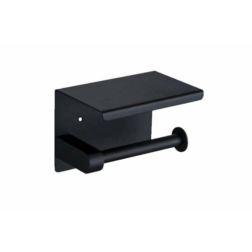 Mario Держатель для туалетной бумаги Mario с полочкой для телефона, черный, металл 80644