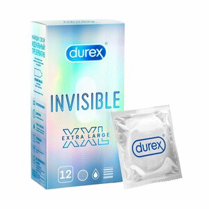 Презервативы ультратонкие, увеличенного размера, из натурального латекса Durex Invisible XXL 12 шт.