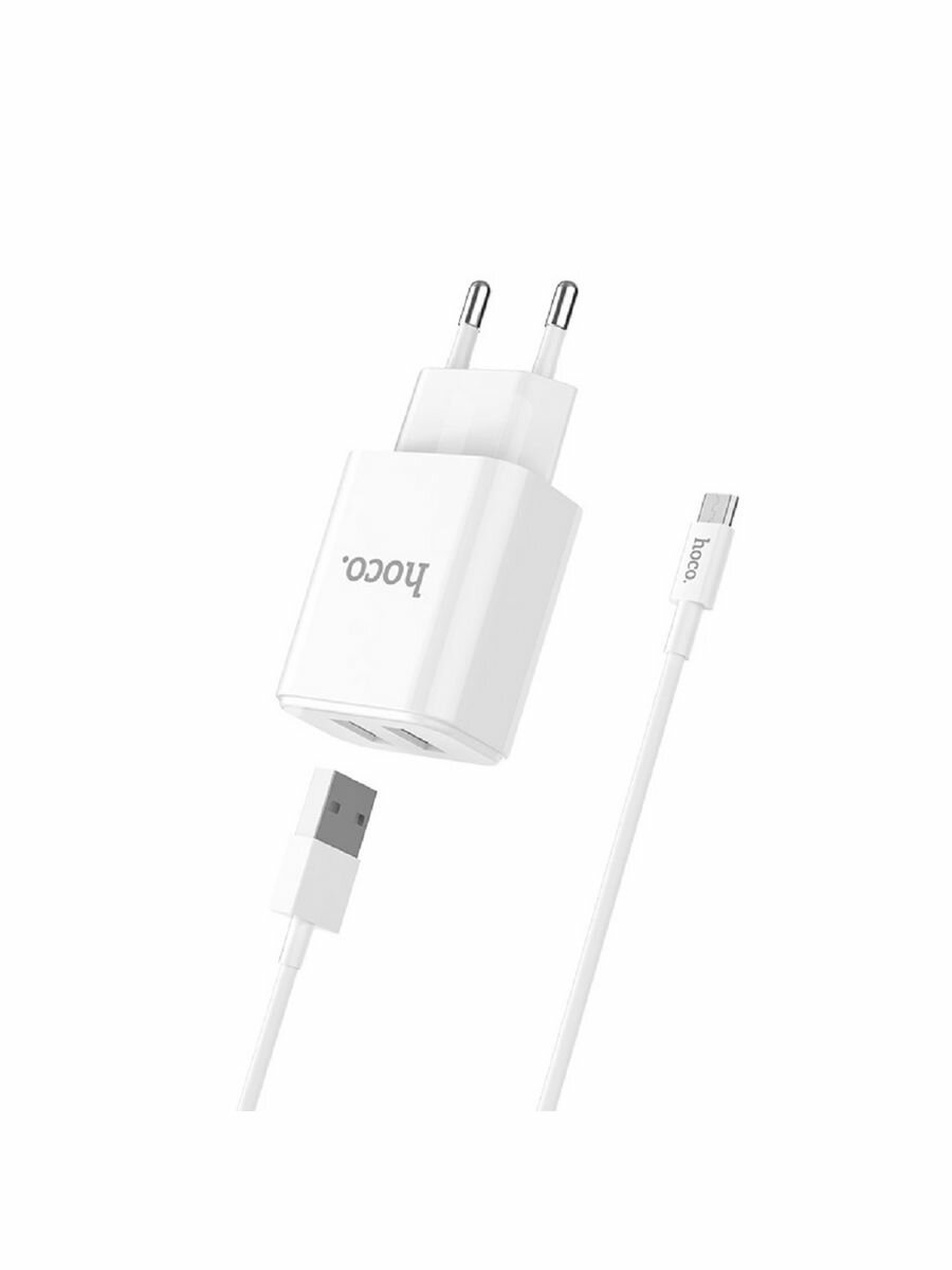 Сетевое зарядное устройство Hoco C62A + кабель microUSB