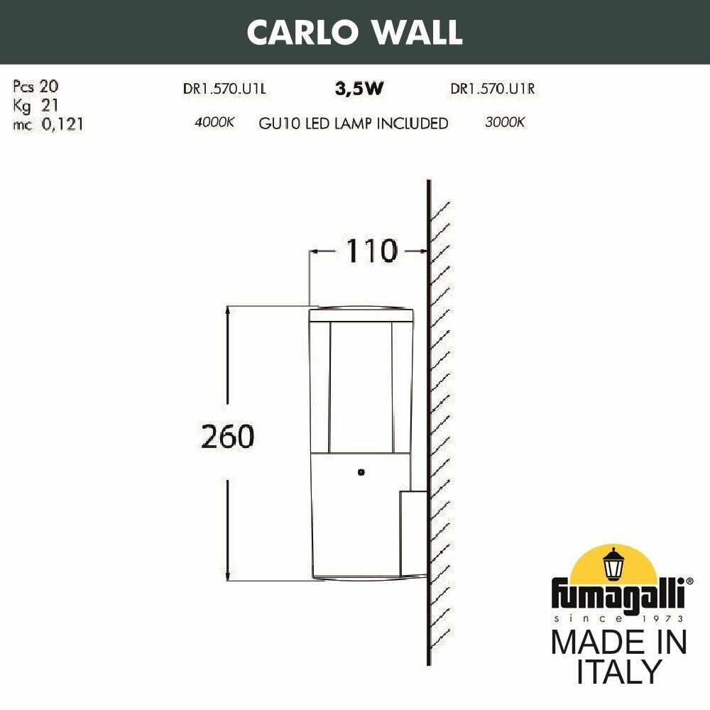 Светильник на стену FUMAGALLI CARLO WALL DR1.570.000. AXU1L