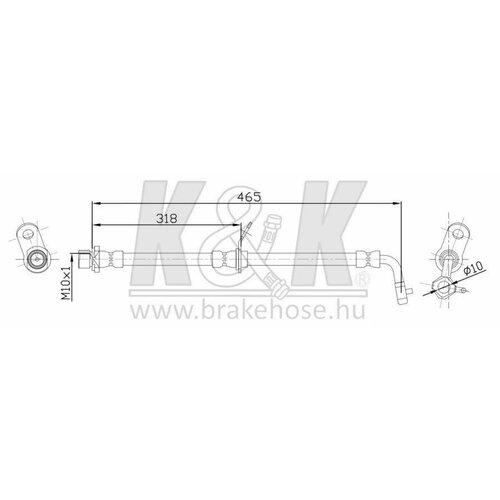 Шланг тормозной задн прав TOYOTA: AVENSIS 1.6 VVTI/1.8 VVTI/2.0 VVTI 00- K&K FT1414 | цена за 1 шт