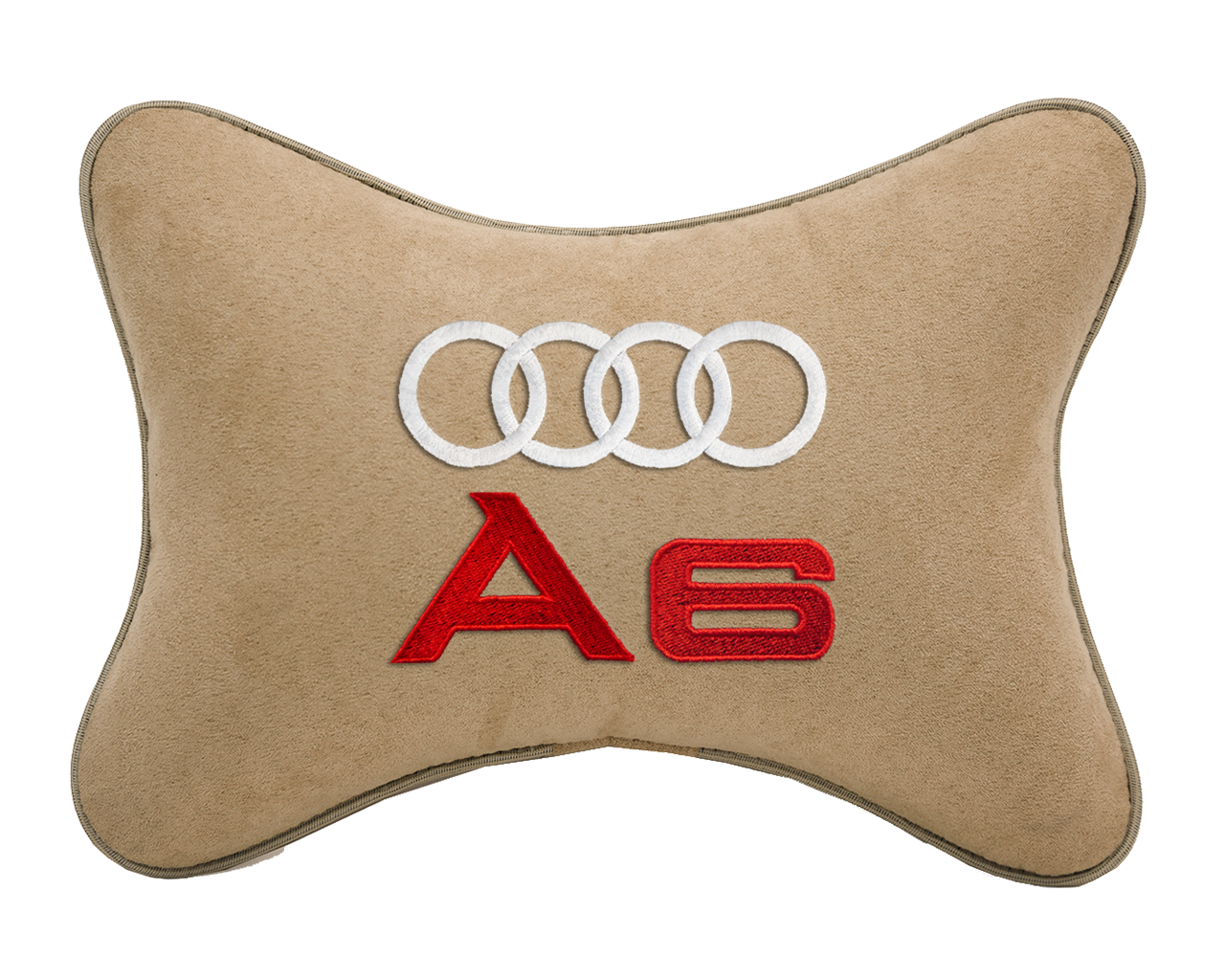 Подушка на подголовник алькантара Beige с логотипом автомобиля AUDI A6