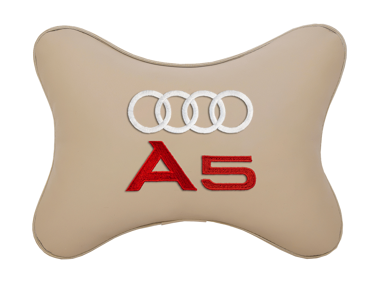 Подушка на подголовник экокожа Beige с логотипом автомобиля AUDI A5
