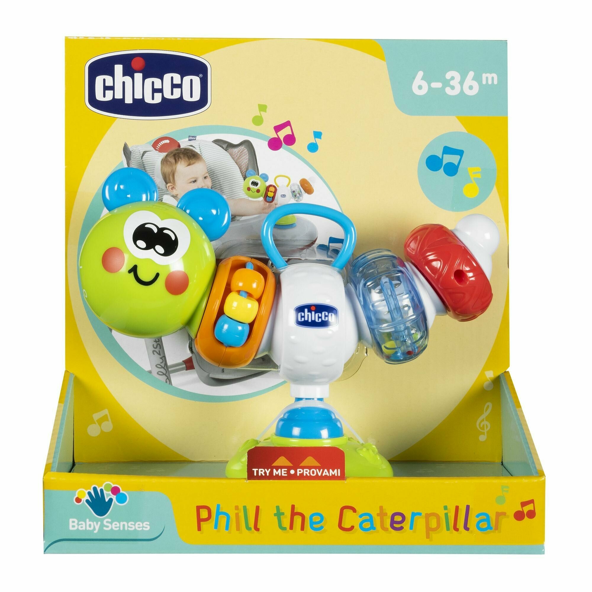 CHICCO TOYS 10036AR Игрушка для стульчика для кормления "Гусеница" - фото №7