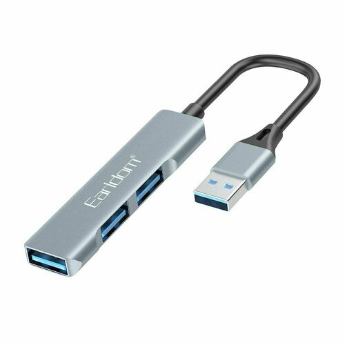 USB Хаб Earldom ET-HUB09 2xUSB 3.0, Lightning 8-pin, MicroSD, серый блок питания сетевой 2 usb earldom et 140 2400ma пластик кабель apple 8 pin цвет белый