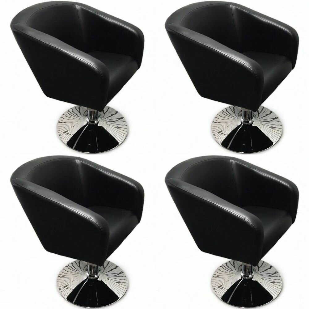 Парикмахерское кресло "Саида", Черный, Гидравлика диск, 4 кресла