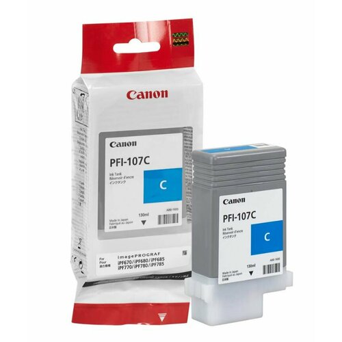 Картридж струйный оригинальный Canon PFI-107C / 6706B001 голубой, водорастворимый, 130 мл. для Canon (6706B001) pfi 706c cyan 700 мл 6682b001