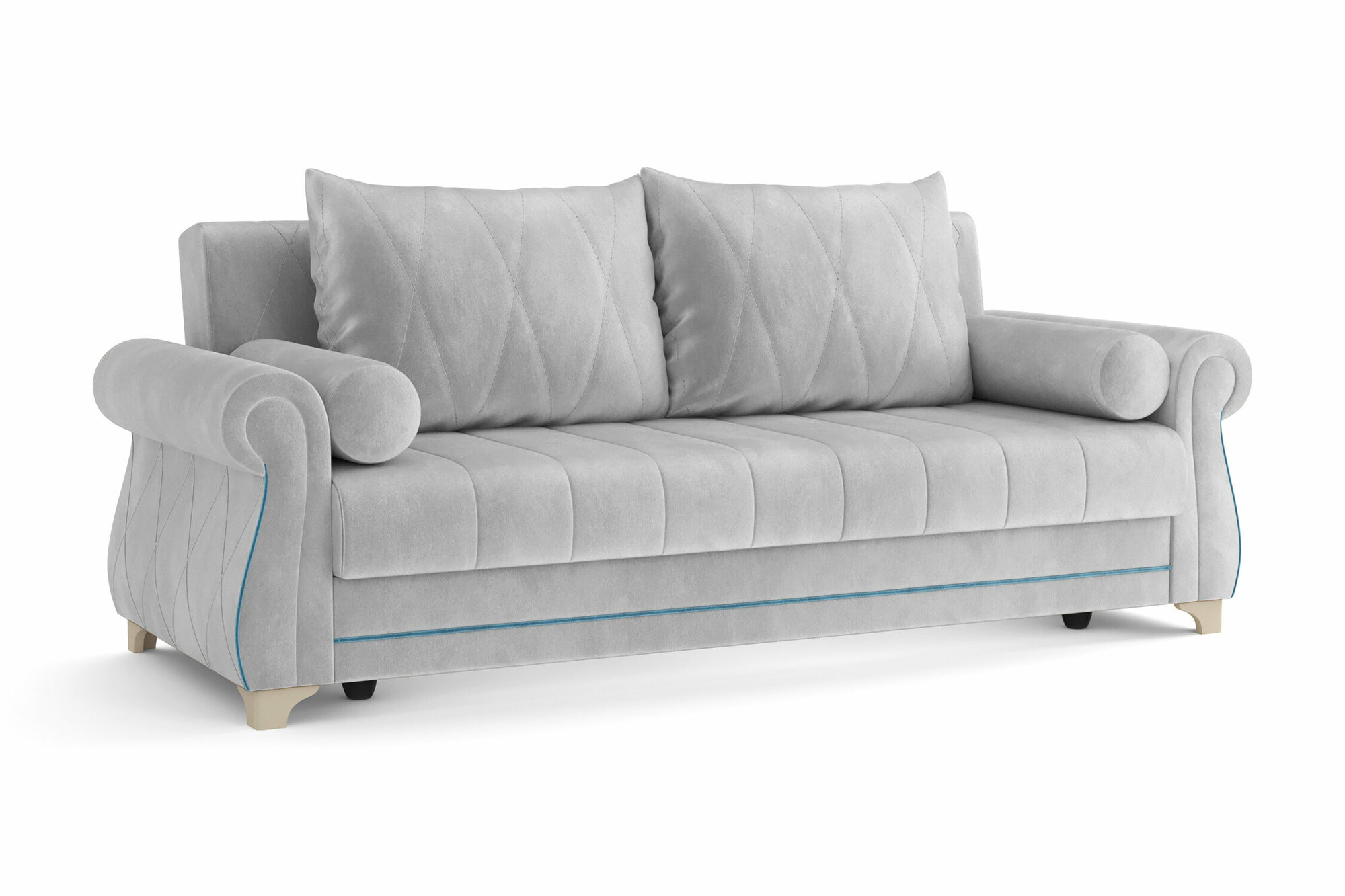 фото Диван Олимп Порто М книжка светло-серый 238.5x98x88 см