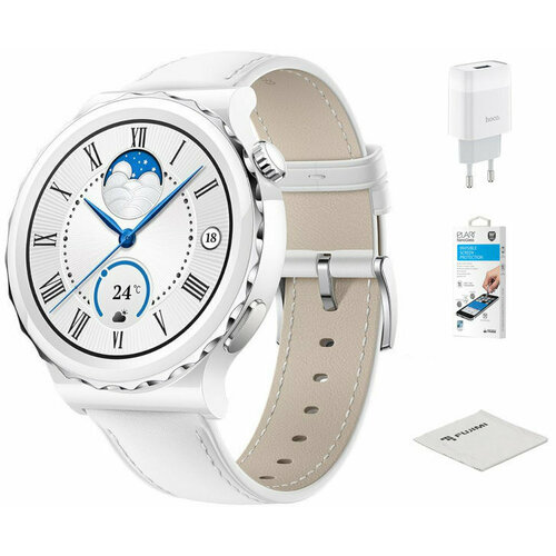 Умные часы Huawei Watch GT 3 Pro Frigga-B19V White Leather Strap 55028857 Выгодный набор + подарок серт. 200Р!
