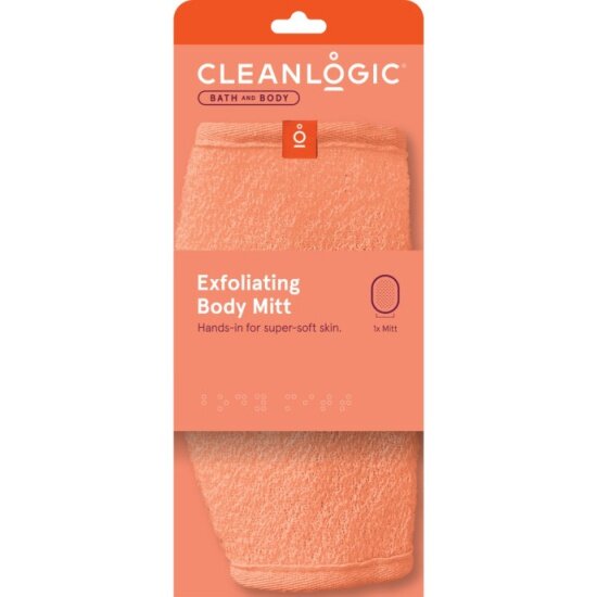 фото Мочалка-рукавичка CLEANLOGIC для массажа и пилинга, оранжевый