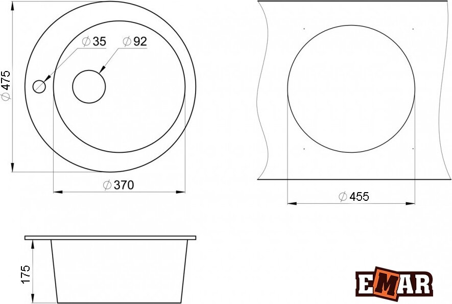 Мойка кухонная Emar Quartz морион - фото №3