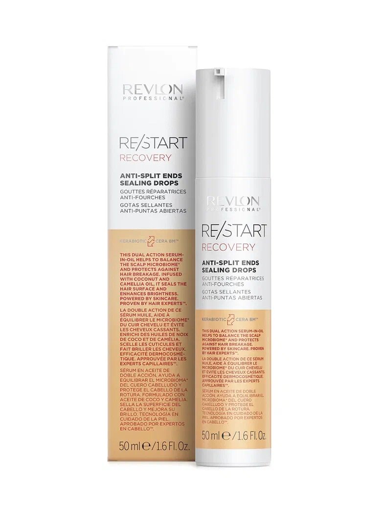 Revlon Professional Капли для запечатывания секущихся кончиков RESTART RECOVERY ANTI-SPLIT ENDS SEALING DROPS, 50 мл