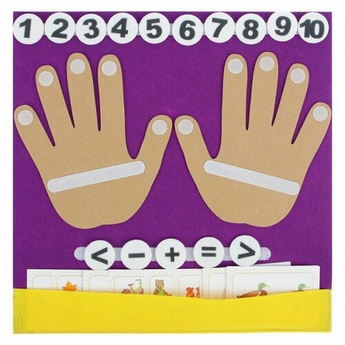 Развивающий игровой коврик из фетра на липучках Smile Decor Считаем на пальчиках, 20 карточек ленарская александра считаем на пальчиках