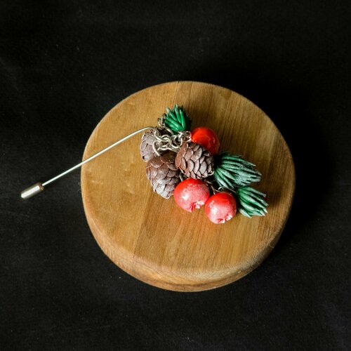 Брошь Unicorn Clay, полимерная глина, зеленый