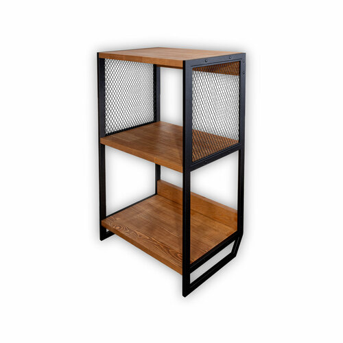 Стеллаж тумба LOFT 3 полки 740х400х1130 ШДВ Металл массив дерева Арт MA-STL-374-S цвет черный 19239₽