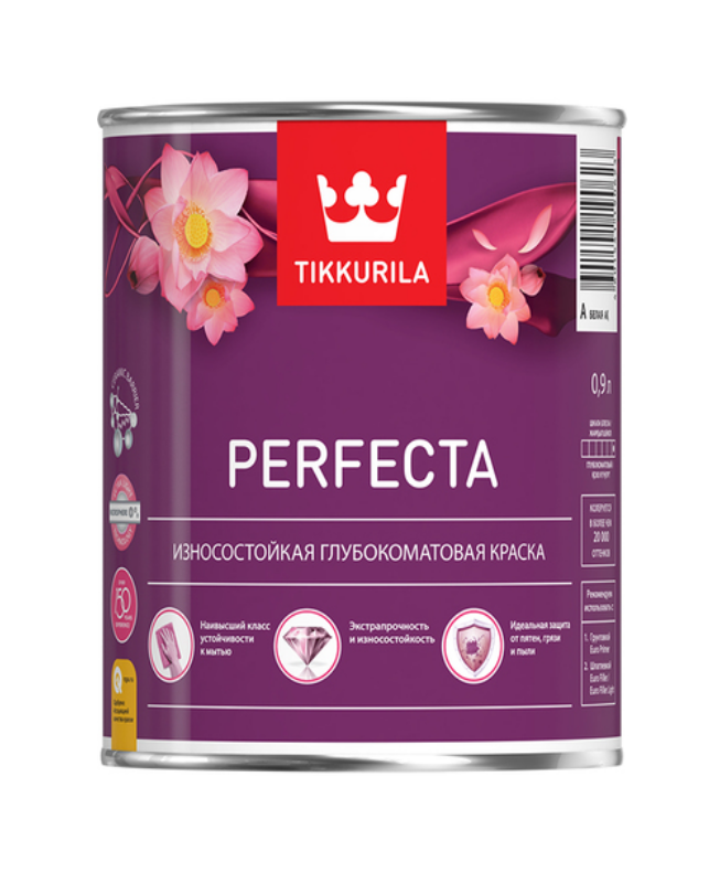 фото Износостойкая глубокоматовая краска Tikkurila Perfecta (Тиккурила Перфекта) 0,9 литра База C