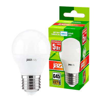 Светодиодная лампа JazzWay PLED ЕСО 5W эквивалент 40W 4000K 400Лм E27 шар (комплект из 4 шт) — фото 1