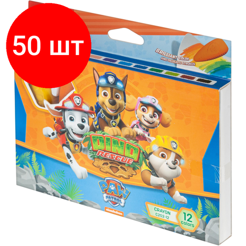 Комплект 50 наб, Мелки восковые пластиковые Deli Paw Patrol набор 12 цв европодвес, EC202-12