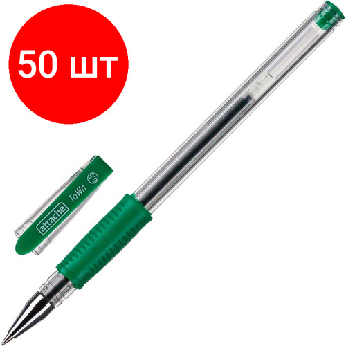 Комплект 50 штук, Ручка гелевая неавтомат. Attache Town 0.5мм с резин. манжеткой зеленый