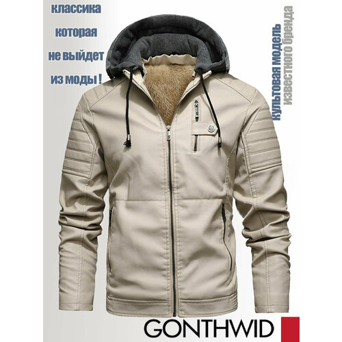 фото Кожаная куртка gonthwid, размер l, белый