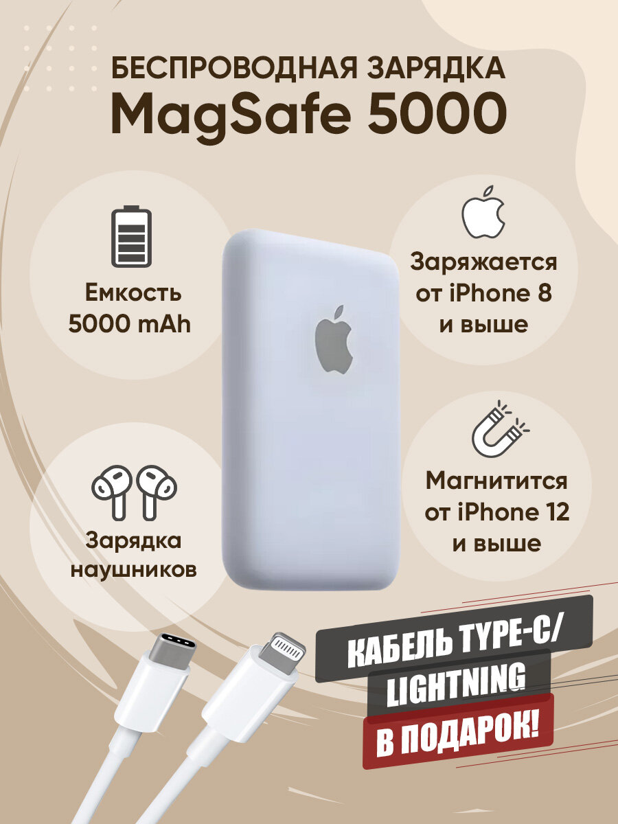 Повербанк MagSafe PowerBank 5000 mAh беспроводной