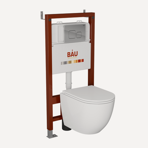 Изображение товара Комплект BAU 6 в 1: инсталляция BAU PRO, унитаз подвесной безободковый торнадо обратного потока Bau Dream Hurricane-2, сиденье микролифт, кнопка хром