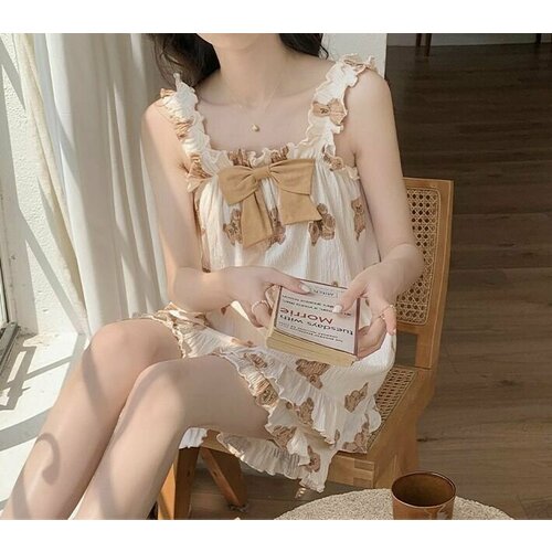 Пижама , размер M, коричневый, бежевый