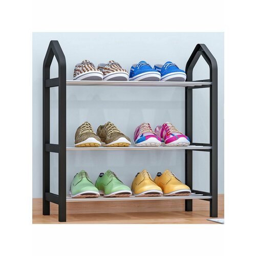 3-х уровневый прочный органайзер для хранения обуви, черный